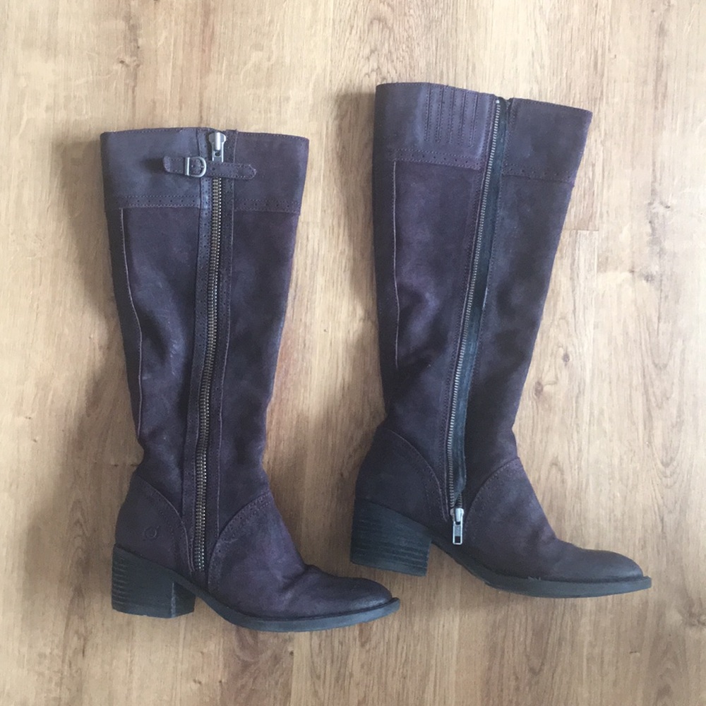 Born Poly Riding Boots - dark purple suede